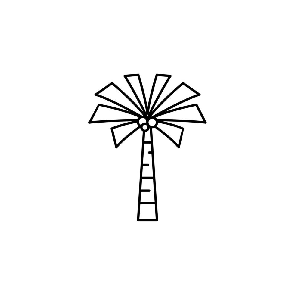 palma, coco, árbol, isla, playa delgada línea icono vector ilustración logotipo plantilla. adecuado para muchos propósitos.