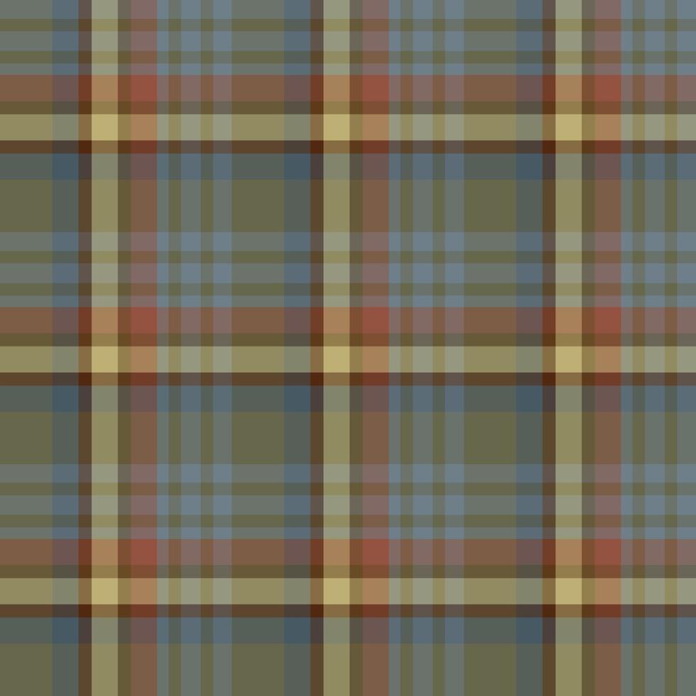 Seamless pattern in creative dark swamp green, blue, yellow, red and grey colors for plaid, fabric, textile, clothes, tablecloth and other things. Vector image.