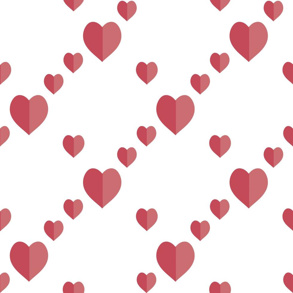 Seamless pattern with exquisite romantic red hearts on white background for plaid, fabric, textile, clothes, tablecloth and other things. Vector image.