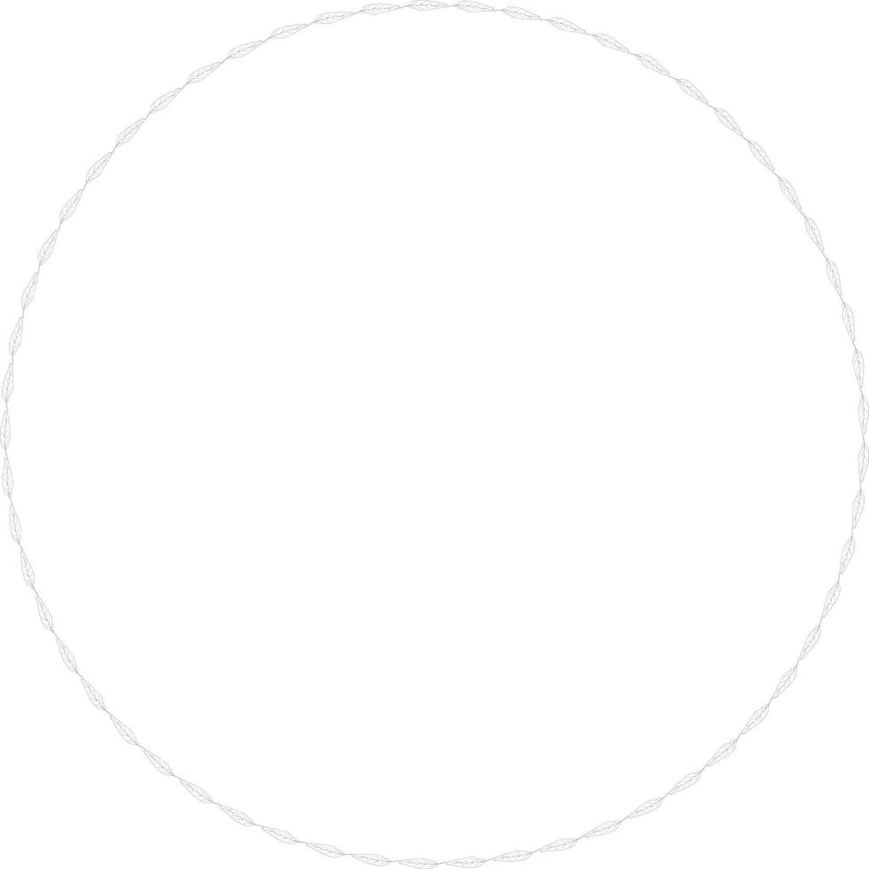 Round frame of black-and white cute horizontal leaves. Isolated nature frame on white background for your design. vector