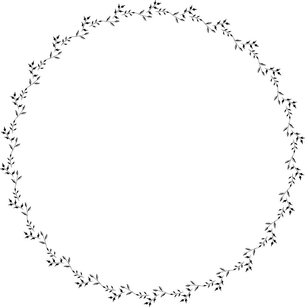 Round frame with black and white branches. Isolated wreath on white background for your design vector