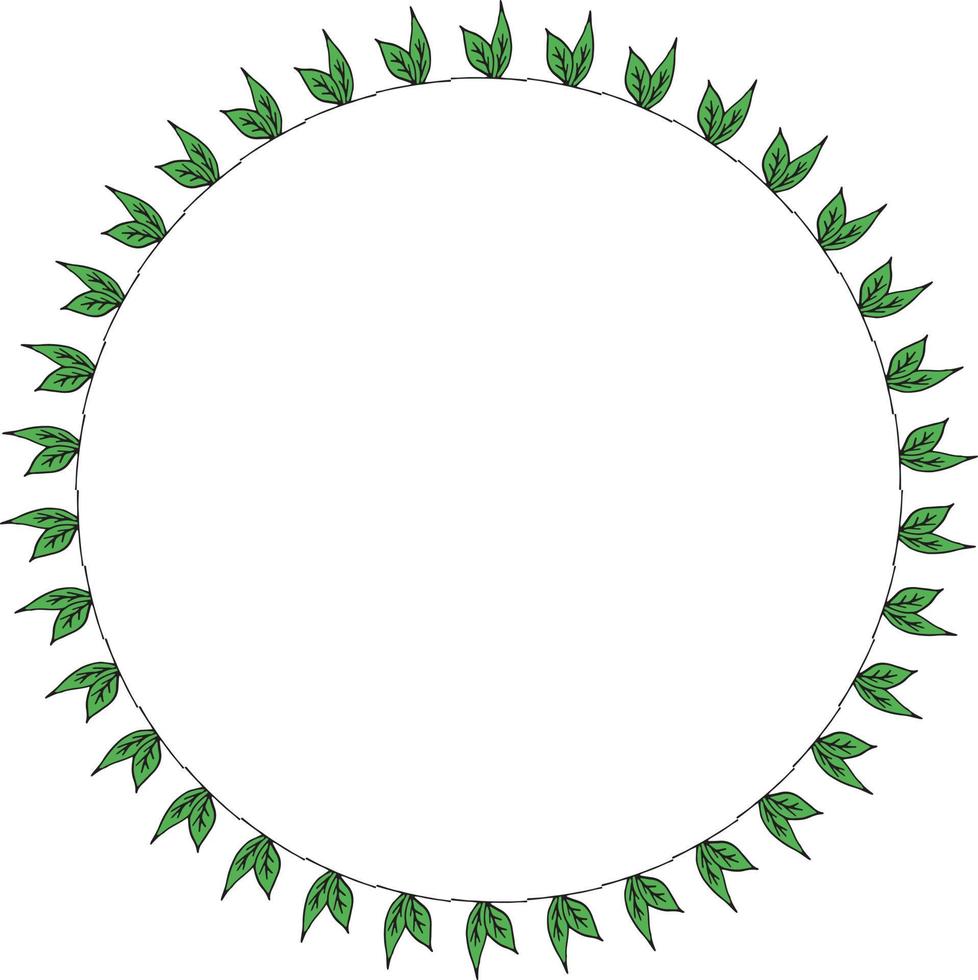 Round frame with little leaves. Isolated wreath on white background for your design vector