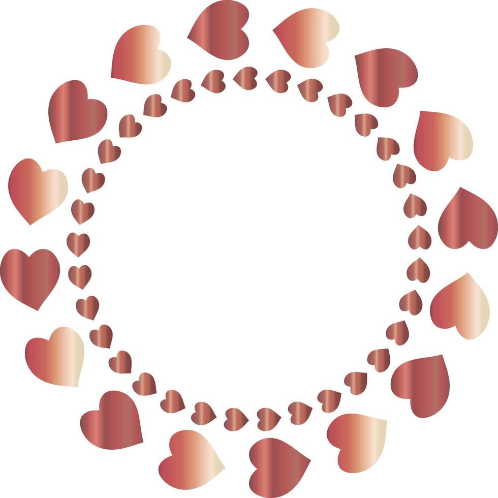 Round frame with gradient red hearts on white background. Vector image.