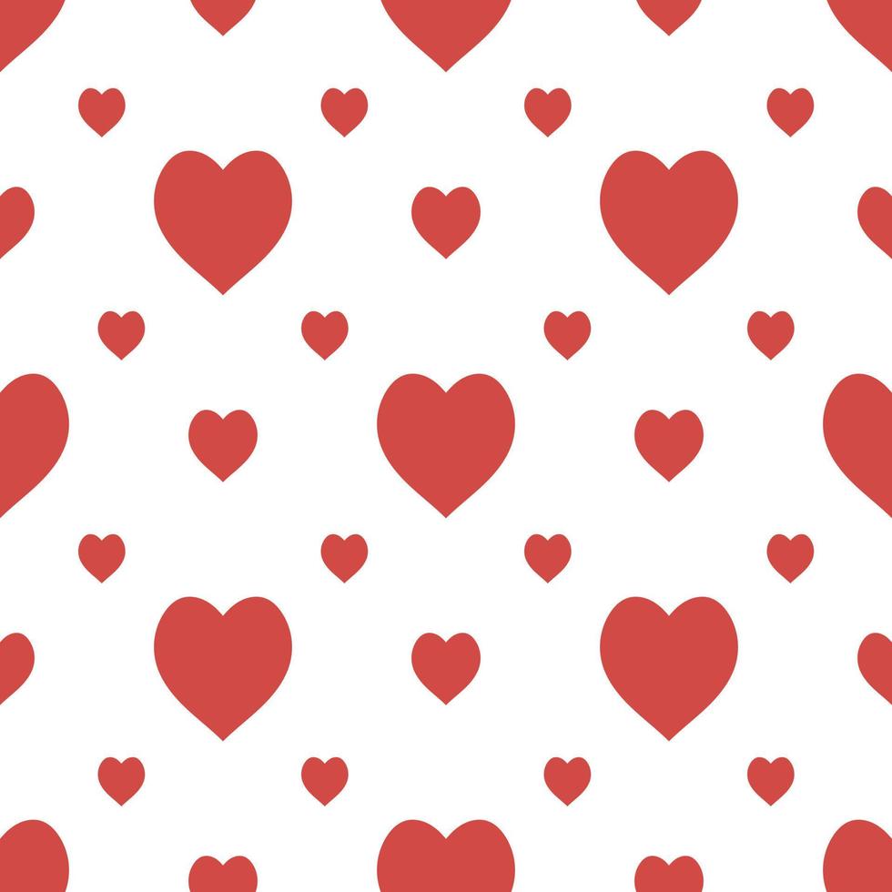 Seamless pattern in stylish bright red hearts on white background for fabric, textile, clothes, tablecloth and other things. Vector image.