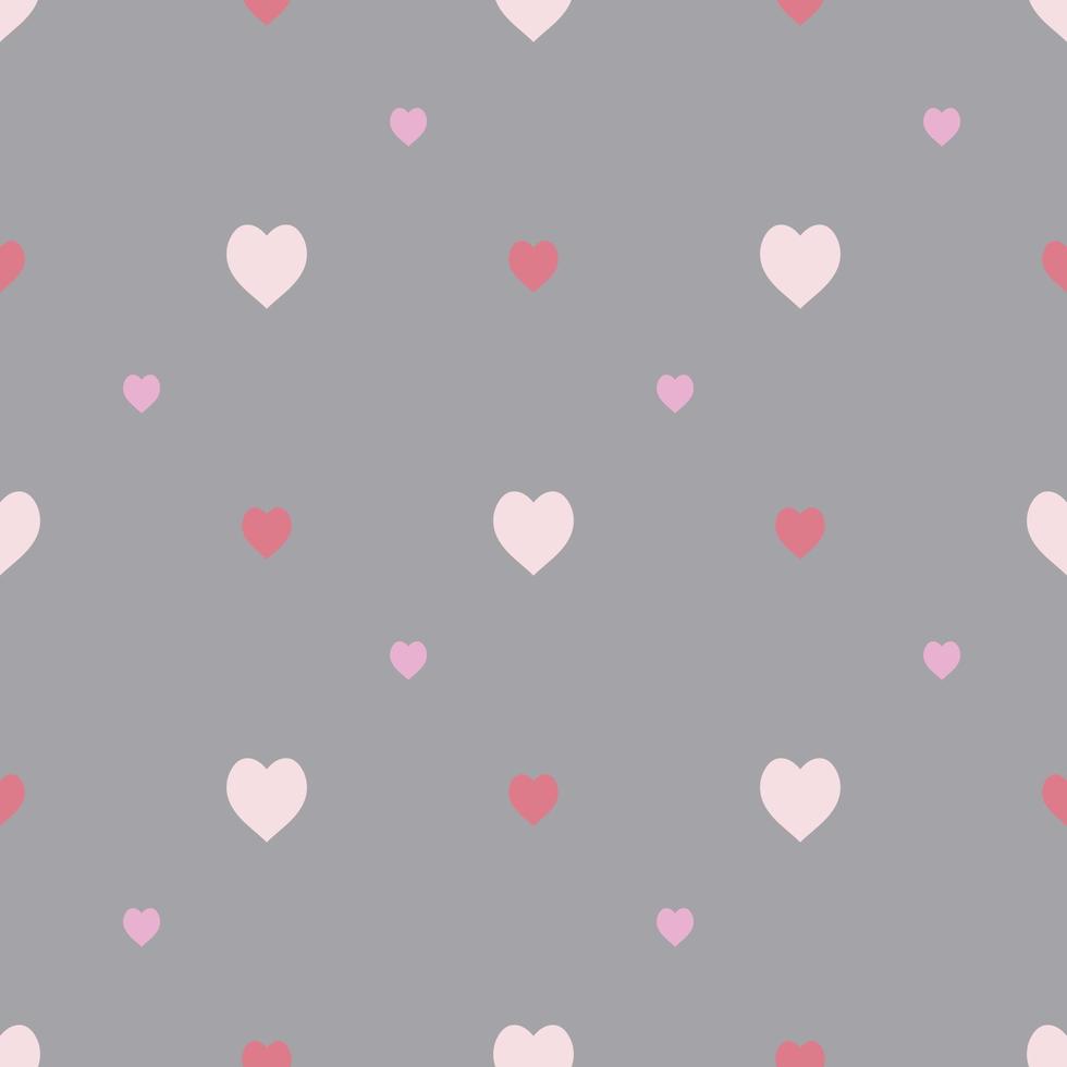 Seamless pattern in stylish light and bright pink hearts on grey background for fabric, textile, clothes, tablecloth and other things. Vector image.