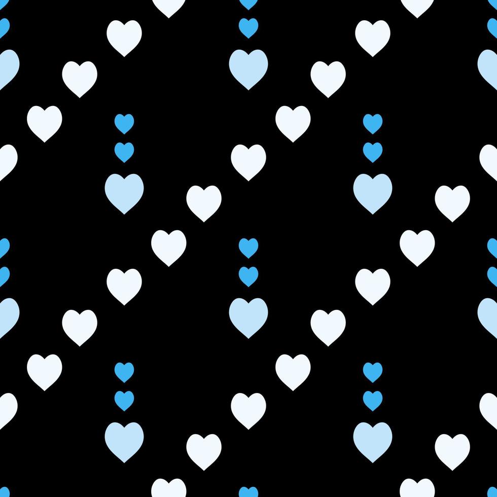 patrón impecable con exquisitos corazones azules y blancos sobre fondo negro para cuadros, telas, textiles, ropa, manteles y otras cosas. imagen vectorial vector