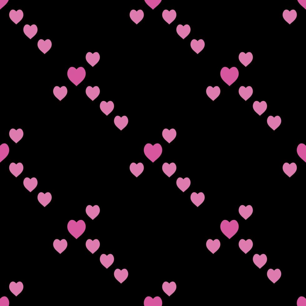 Seamless pattern with exquisite bright pink hearts on black background for plaid, fabric, textile, clothes, tablecloth and other things. Vector image.