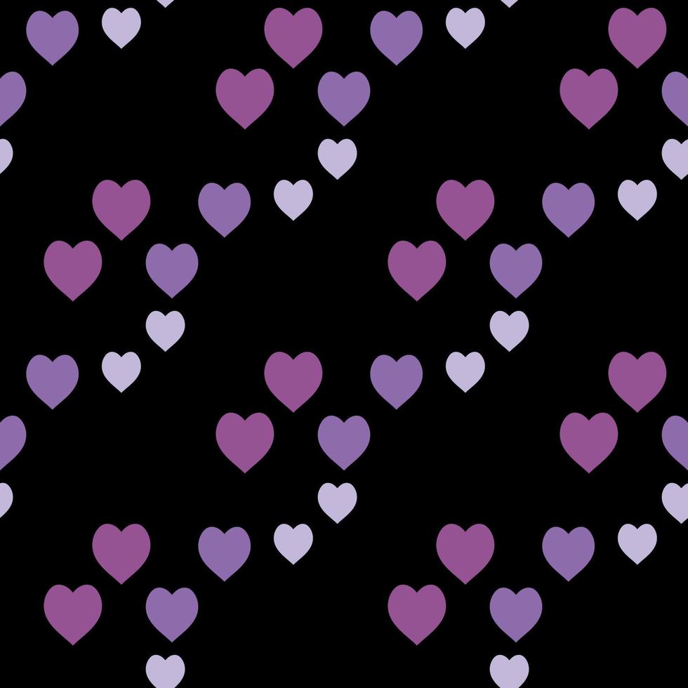 Seamless pattern with exquisite violet hearts on black background for plaid, fabric, textile, clothes, tablecloth and other things. Vector image.