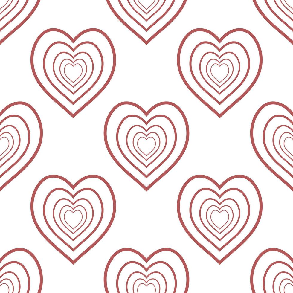 Seamless pattern with great positive red hearts on white background for plaid, fabric, textile, clothes, tablecloth and other things. Vector image.