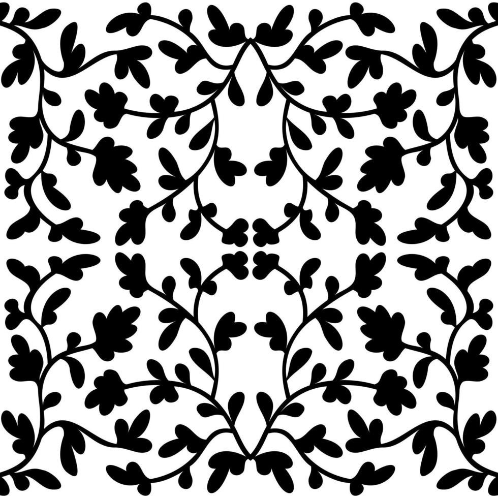 Vintage abstract pattern with leaves. Seamless floral pattern in the Baroque style. Black and white. Vector illustration. For fabric, tile, wallpaper or packaging.