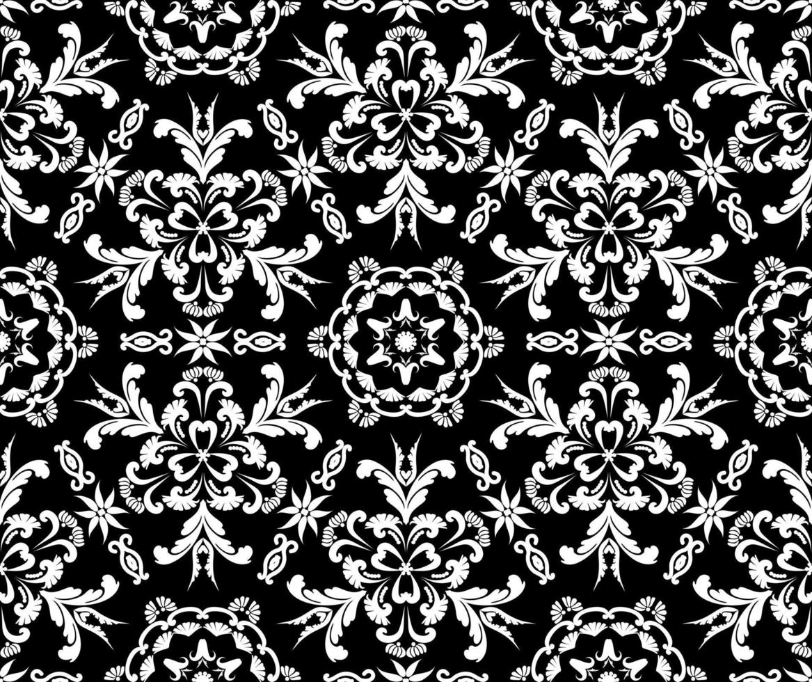 Floral seamless pattern in the style of baroque. Vector damask vintage  ornament. Black and white. Vector illustration. For fabric, tile, wallpaper  or packaging. 8873020 Vector Art at Vecteezy