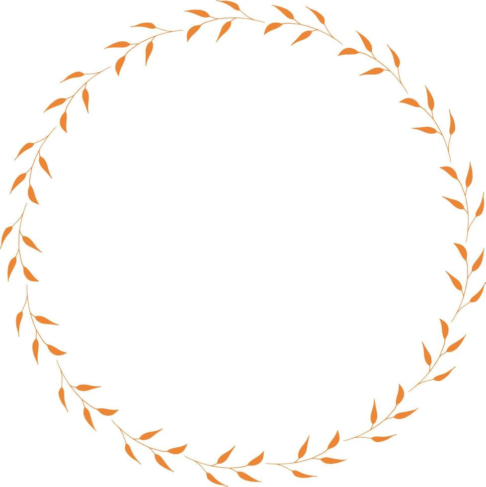 Round frame with horizontal orange branches on white background vector
