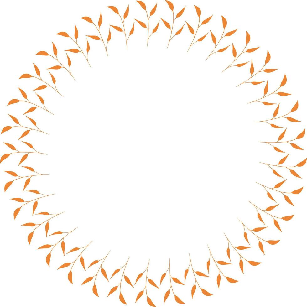 Round frame with orange branches on white background. Isolated wreath for your design. vector