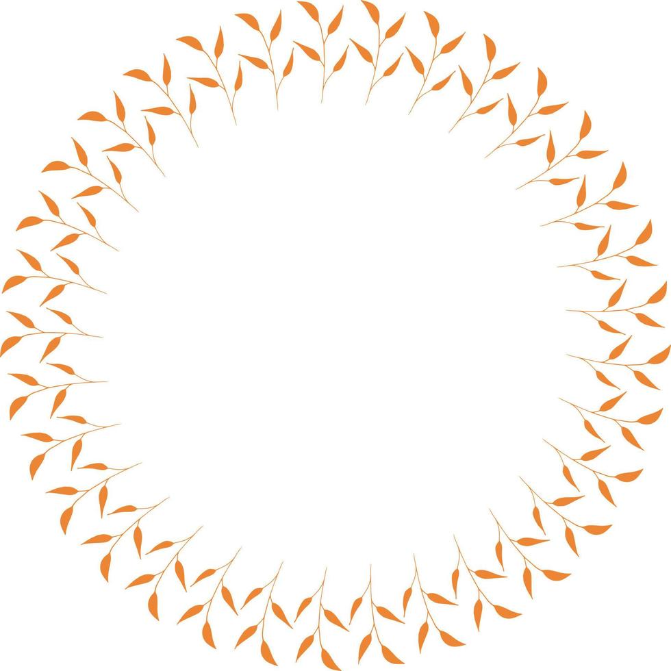 Round frame with orange branches on white background. Isolated wreath for your design. vector