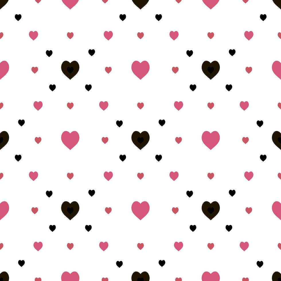 Seamless pattern in stylish creative black and pink hearts on white background for fabric, textile, clothes, tablecloth and other things. Vector image.