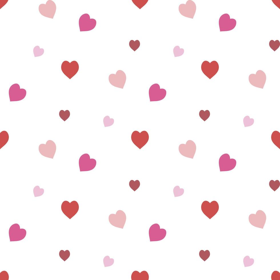 Seamless pattern in stylish creative red and pink  hearts on white background for fabric, textile, clothes, tablecloth and other things. Vector image.