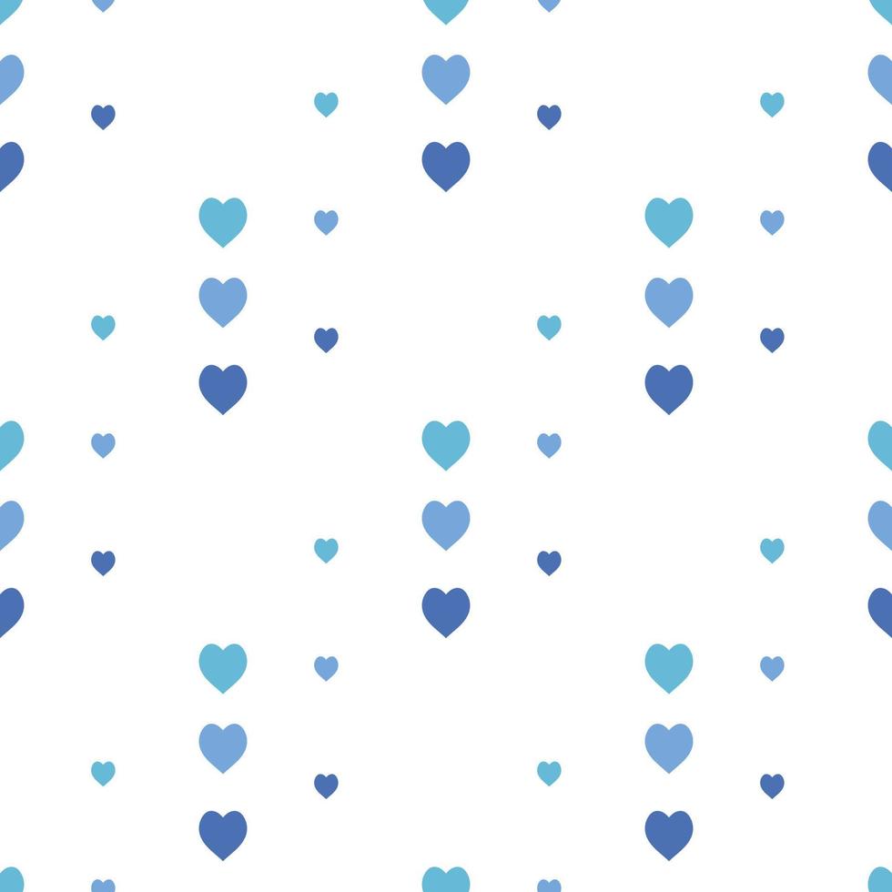 Seamless pattern in stylish light and dark blue hearts on white background for fabric, textile, clothes, tablecloth and other things. Vector image.