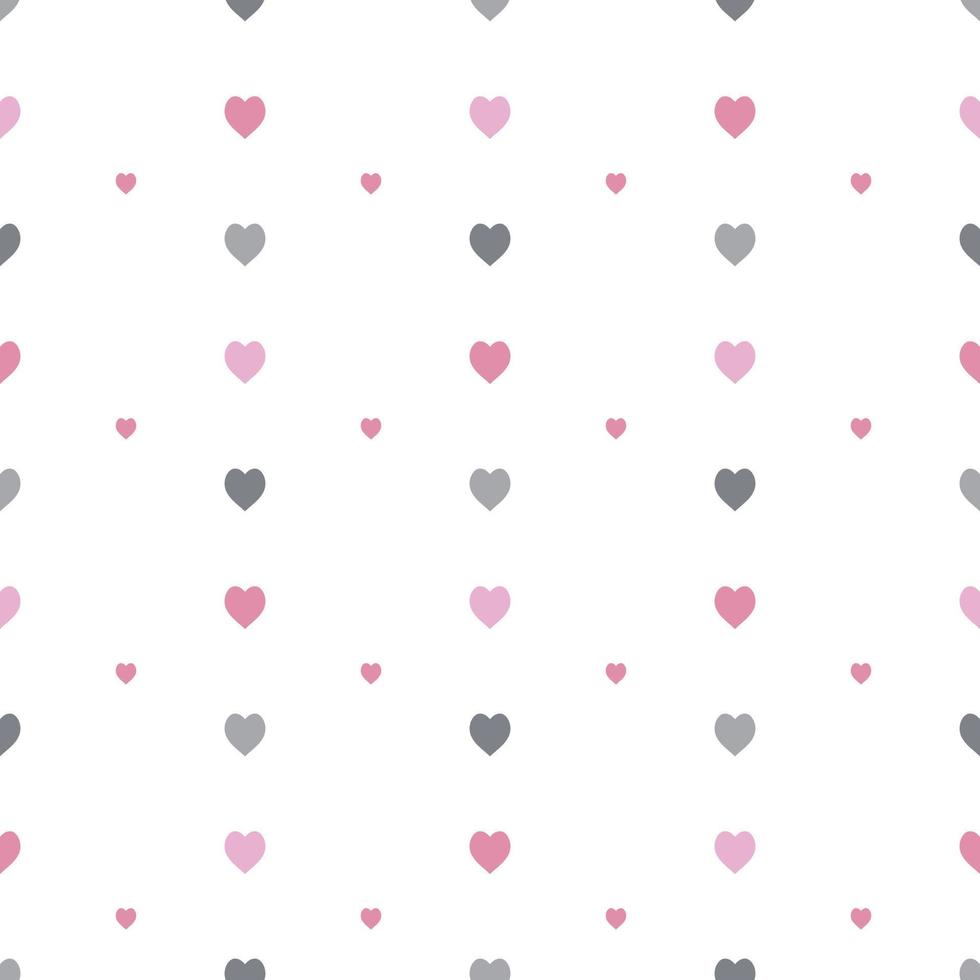 Seamless pattern in stylish pink and grey hearts on white background for fabric, textile, clothes, tablecloth and other things. Vector image.