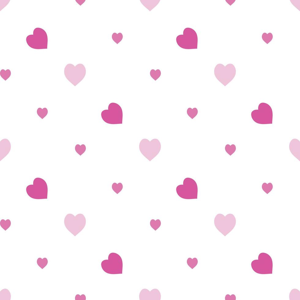 Seamless pattern with cute cold pink hearts on white background. Vector image.