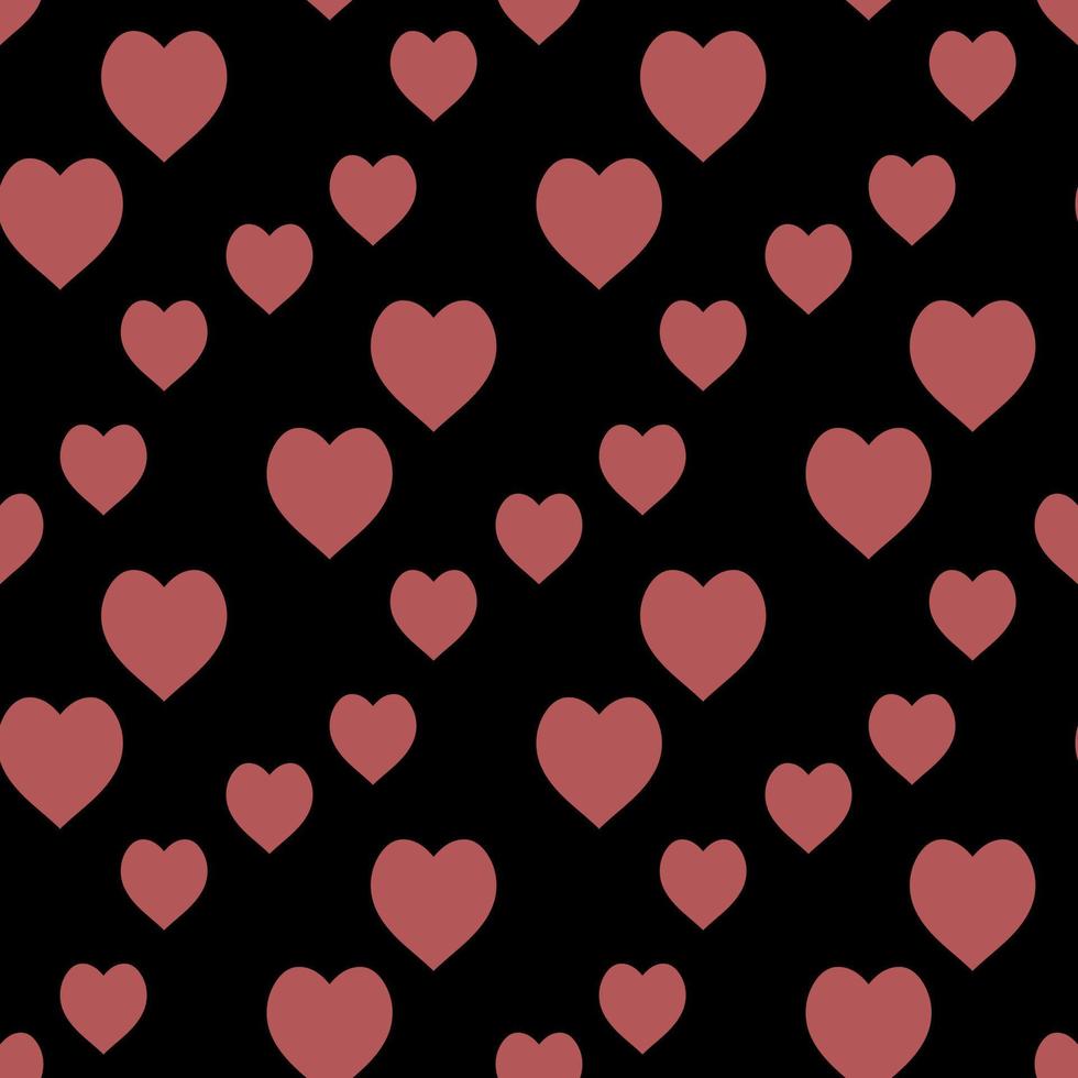 Seamless pattern with exquisite red hearts on black background for plaid, fabric, textile, clothes, tablecloth and other things. Vector image.