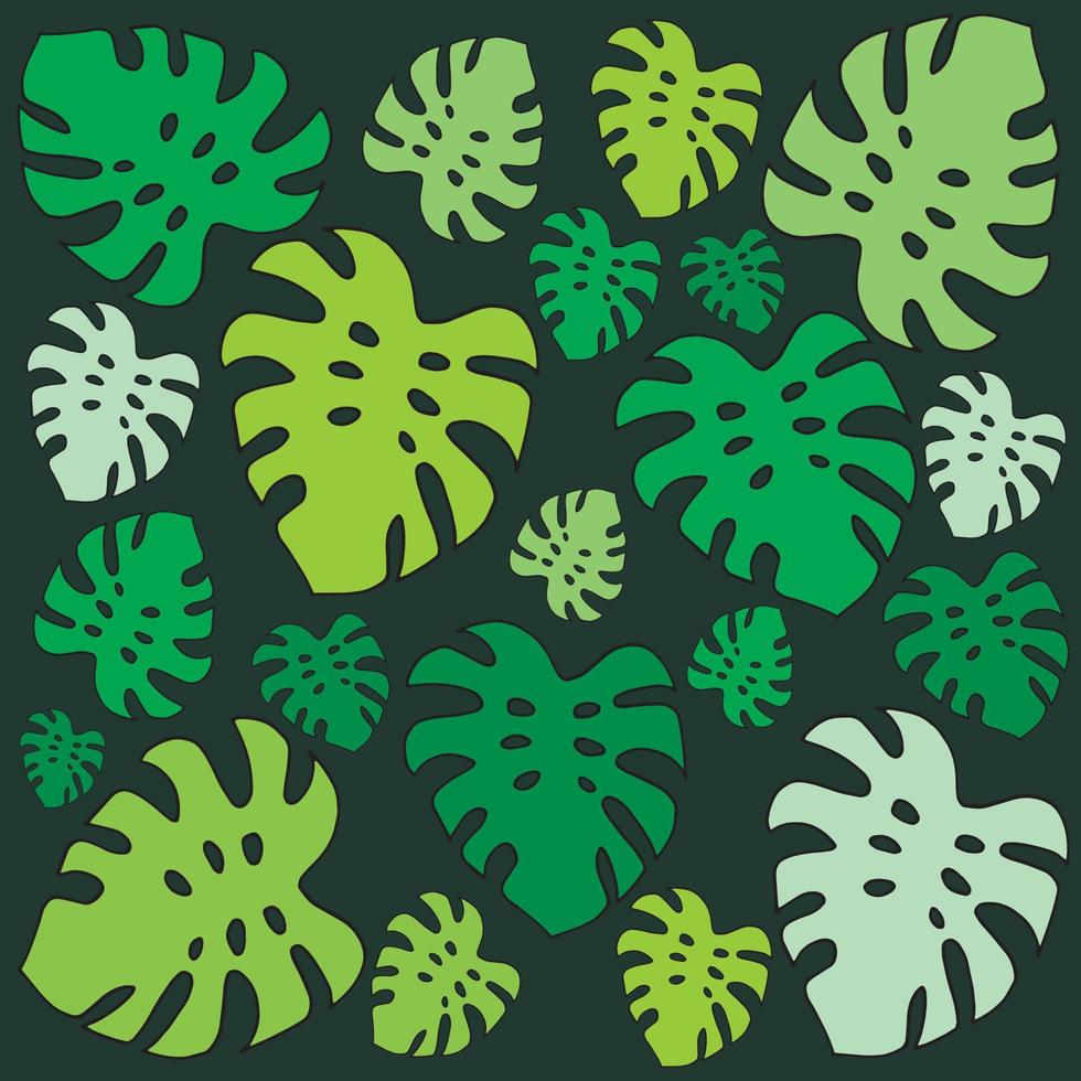 Monstera, a large tropical plant. Lovely bright vector background.