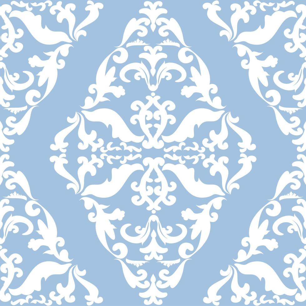 White abstract vintage pattern on blue background. Modern arabic