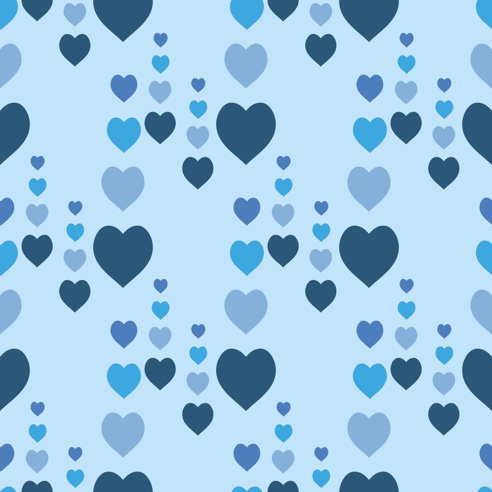 patrón sin costuras con lindos corazones azules sobre fondo azul claro. imagen vectorial vector