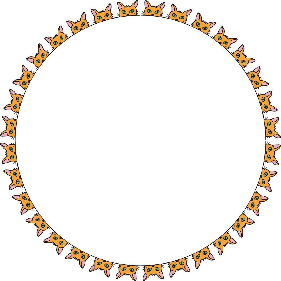 Round frame with orange cat. Isolated wreath on white background for your design vector
