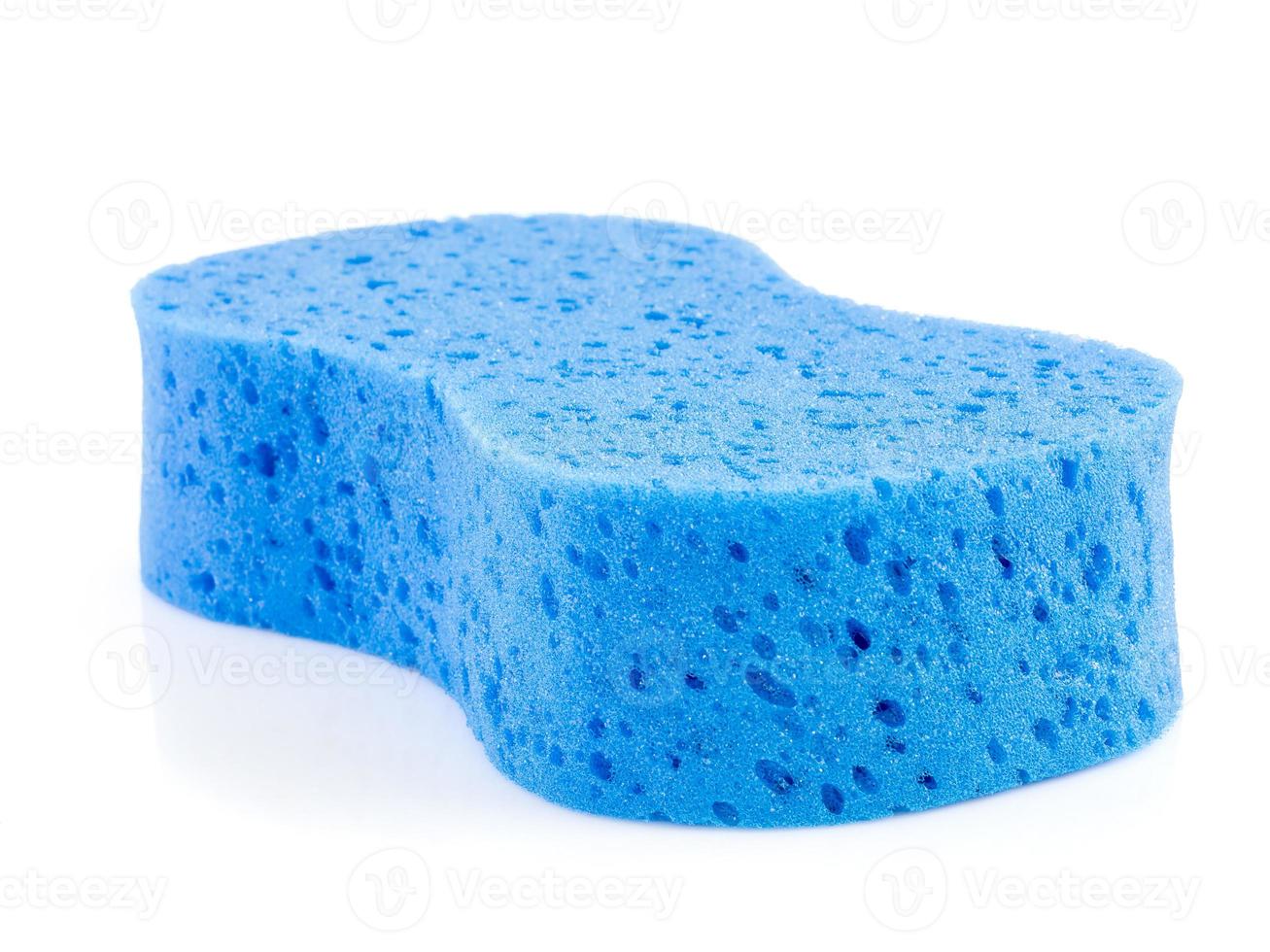 Blue sponge on white photo