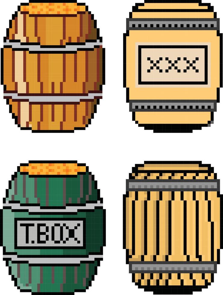 toxic barrel pixel art. Beer barrel Pixel art vector