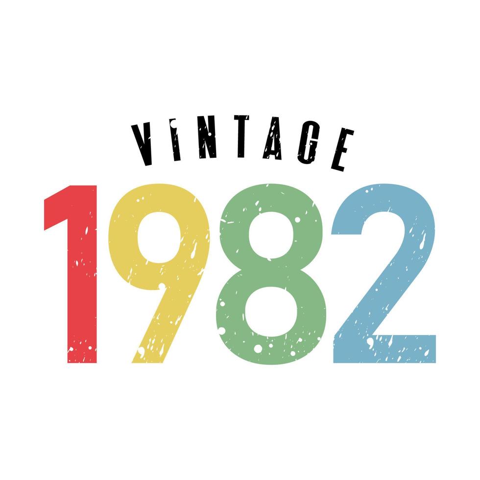 vintage 1982, nacido en 1982 diseño de tipografía de cumpleaños vector