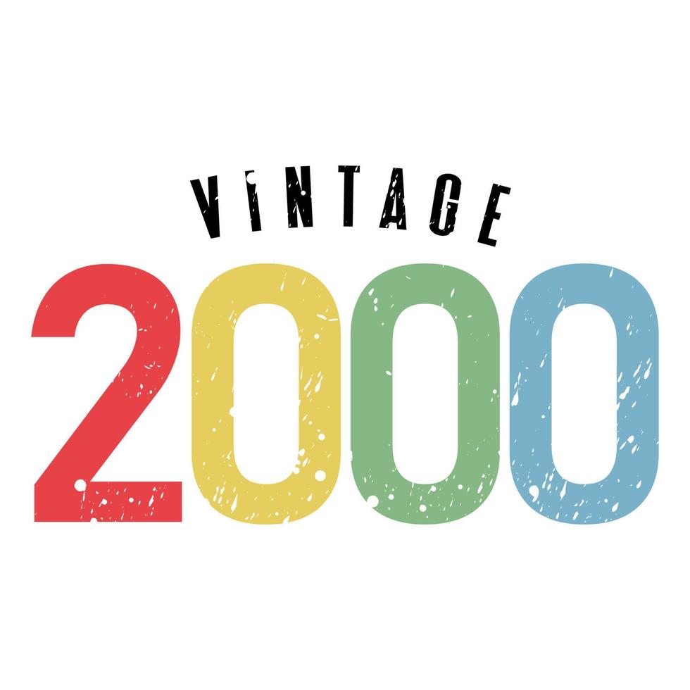 vintage 2000, nacido en 2000 diseño de tipografía de cumpleaños vector