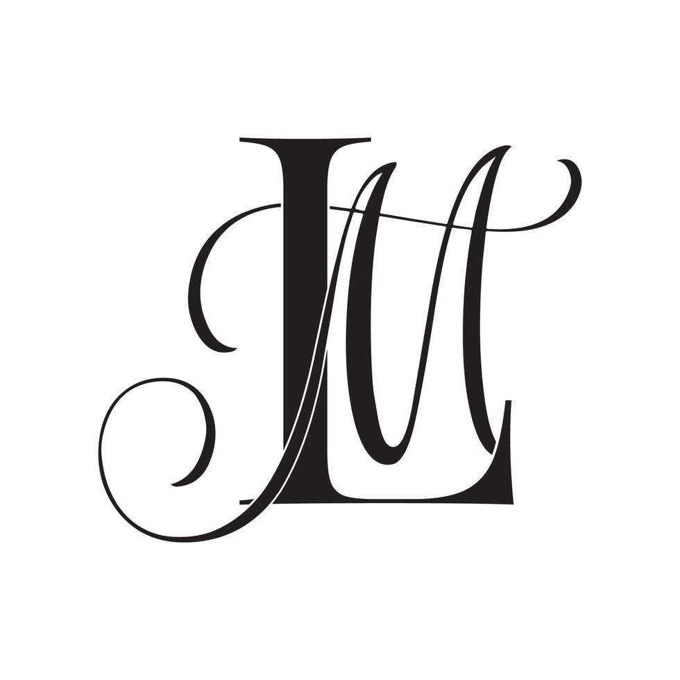 lm, ml, logotipo de monograma. icono de firma caligráfica. monograma del logotipo de la boda. símbolo de monograma moderno. logotipo de parejas para la boda vector
