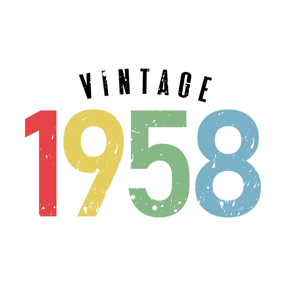 vintage 1958, nacido en 1958 diseño de tipografía de cumpleaños vector