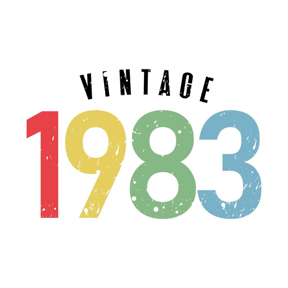 vintage 1983, nacido en 1983 diseño de tipografía de cumpleaños vector