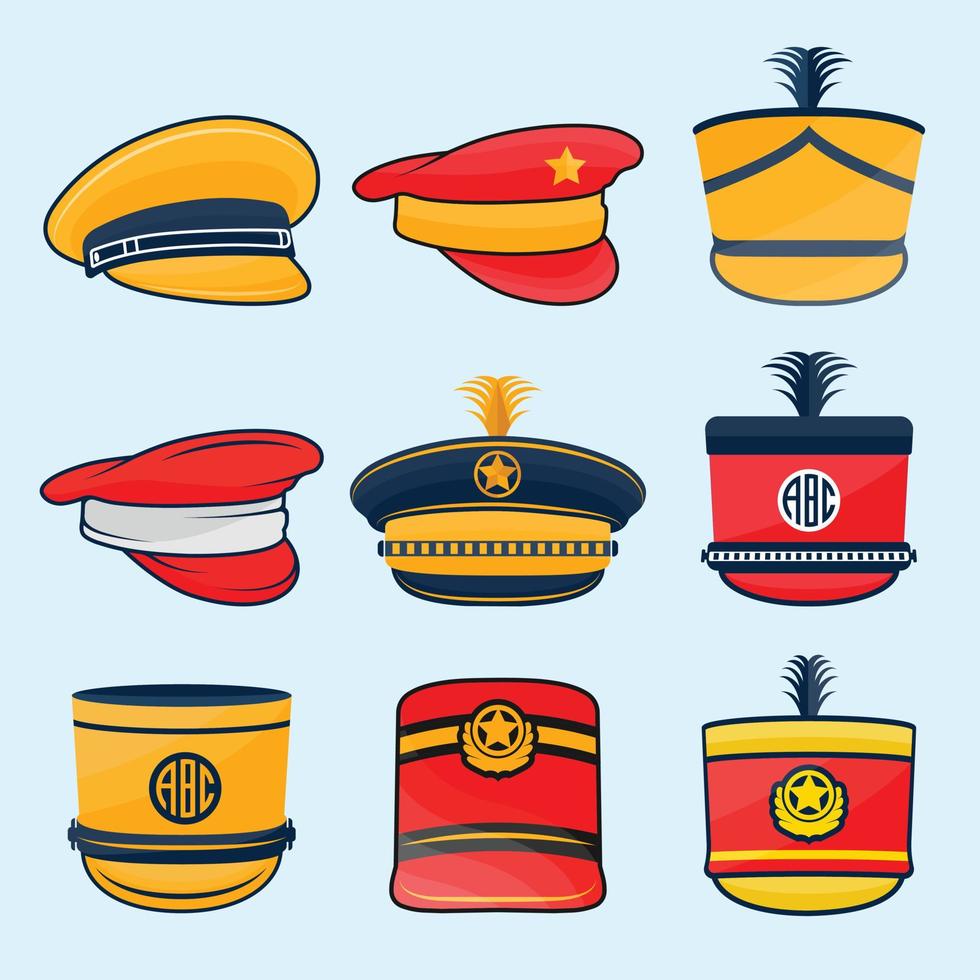 diseño colorido de ilustración de sombrero de banda de marcha, mejor diseño y concepto de ilustración de sombrero vector
