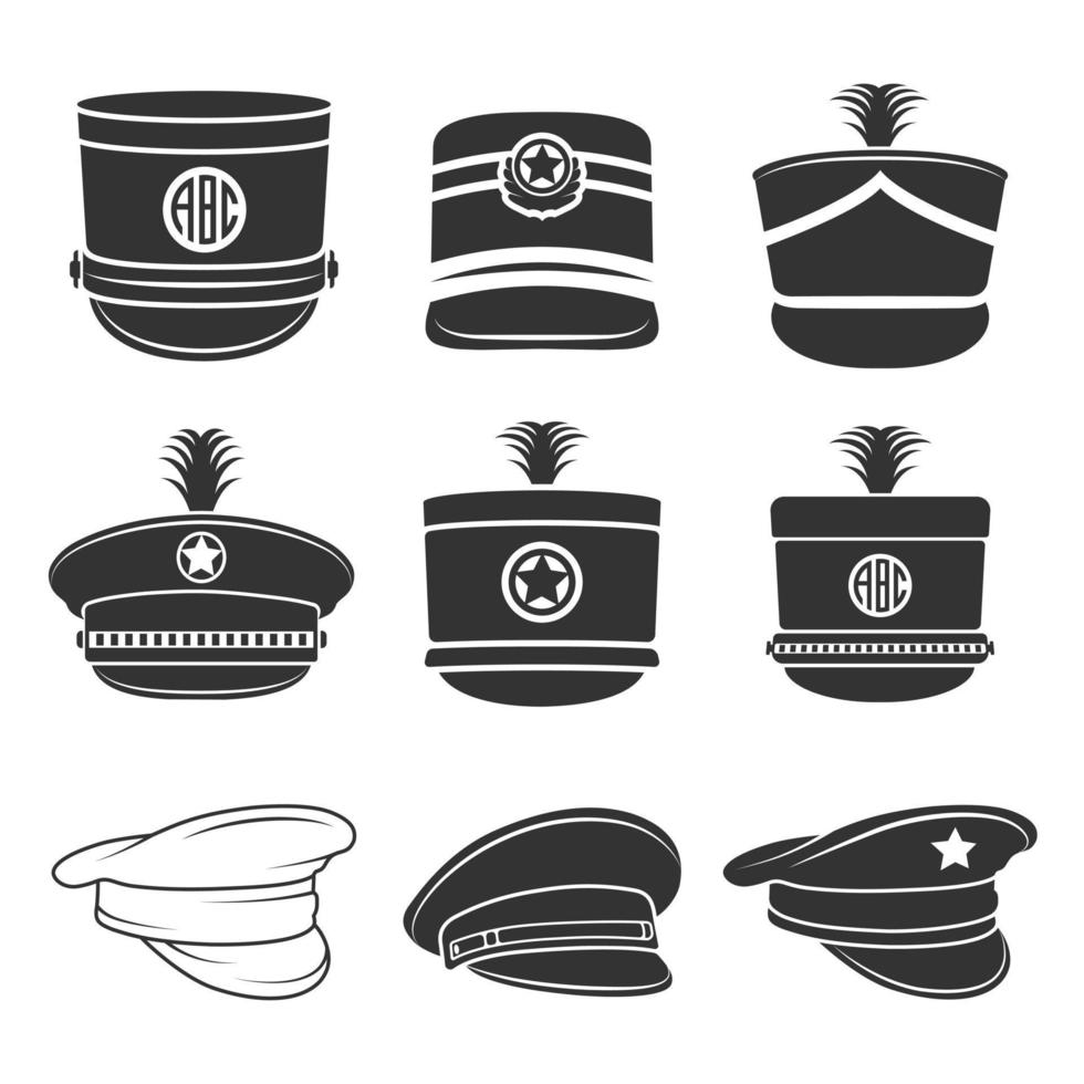 Diseño vectorial de sombrero de banda de marcha y color negro con descarga gratuita de archivos vectoriales. vector