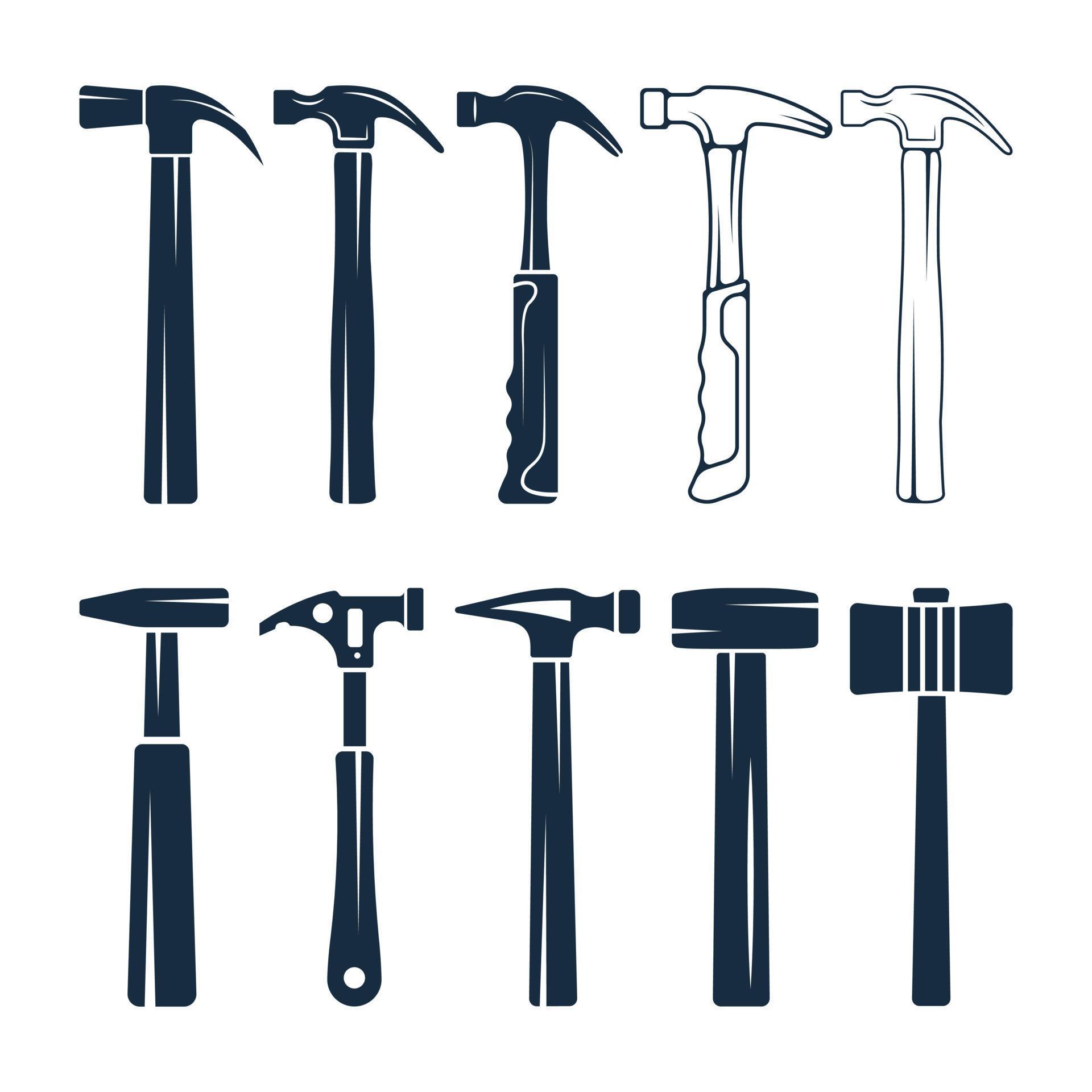 Hammer Vector And Clip Art Collection, Creative Simple Black Color And