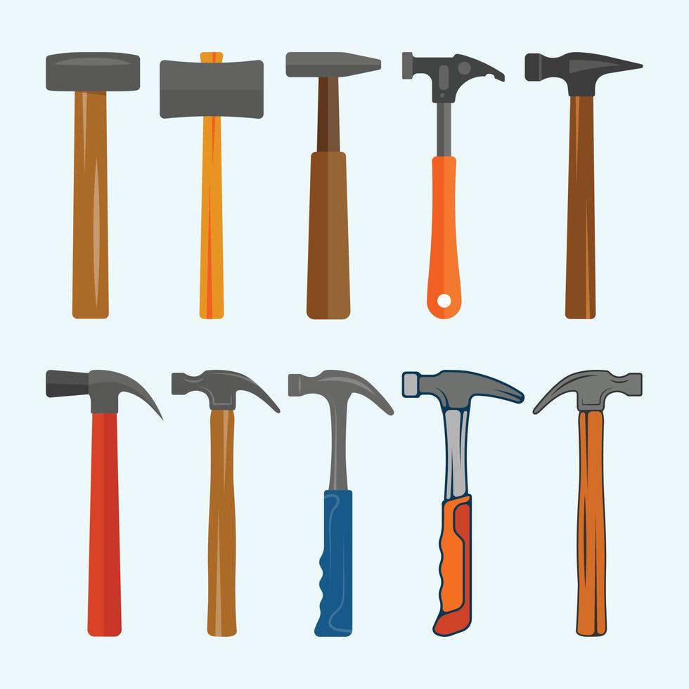 ilustración de martillo y colección de diseño de imágenes prediseñadas con color simple y vector premium con arte de martillo, archivo editable gratuito.