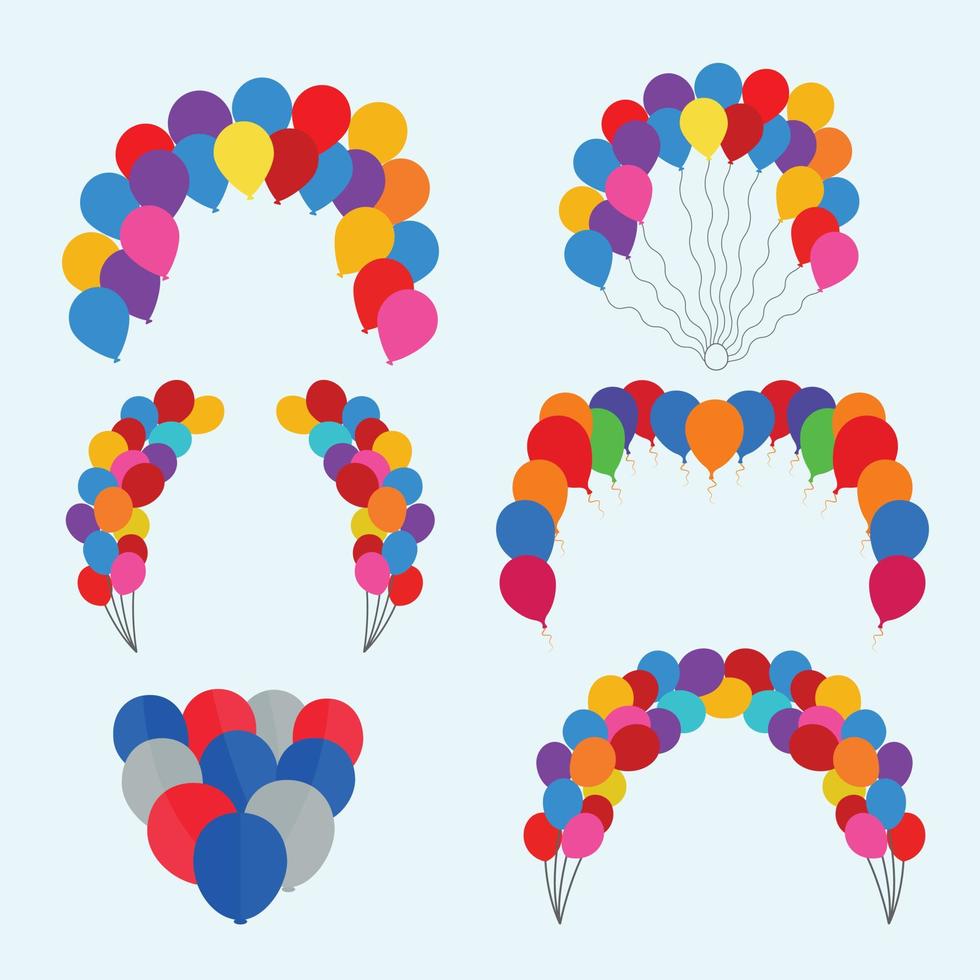 Balloon Arch Best Colorful Illustrations Design Collection With White Background, Premium Vector And Hi-Quality Design.
