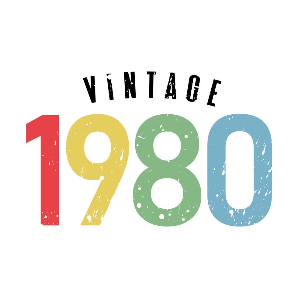 vintage 1980, nacido en 1980 diseño de tipografía de cumpleaños vector