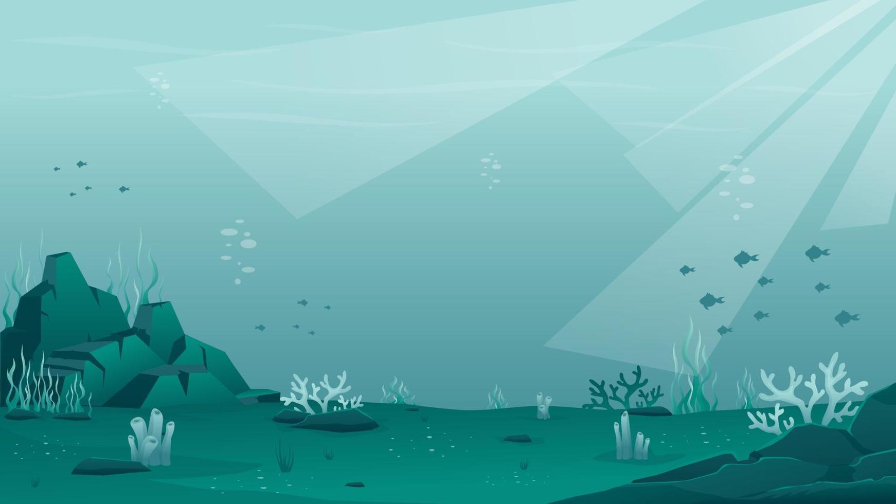 Underwater ocean landscape vector illustration background