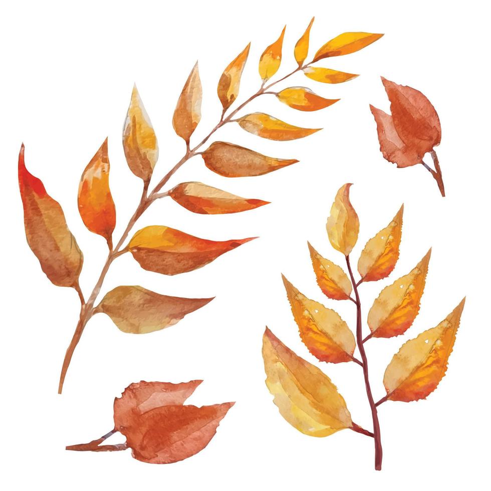 dead autumn dry tree leaves in boho style illustration watercolor vector