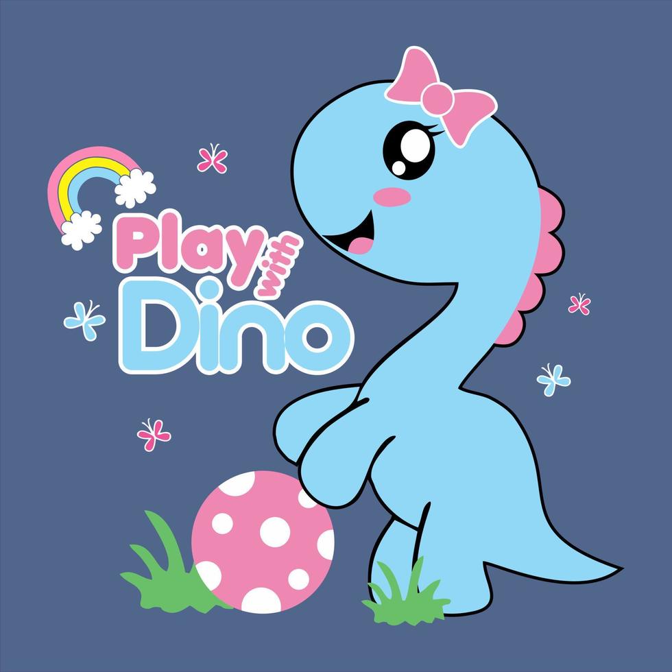 dino juega con pelota vector