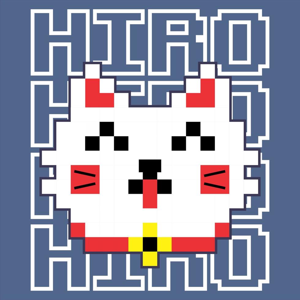 cat pixel design vector