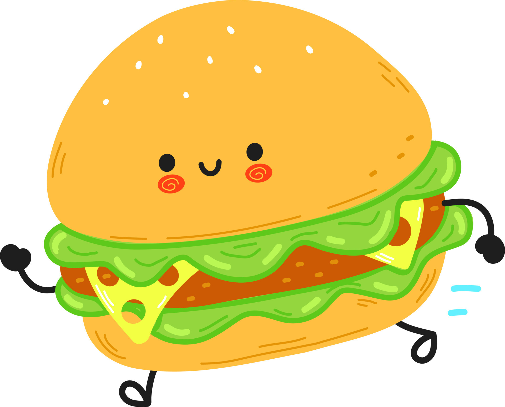 hamburger cartoon character illustration 8873498 Vector Art at Vecteezy