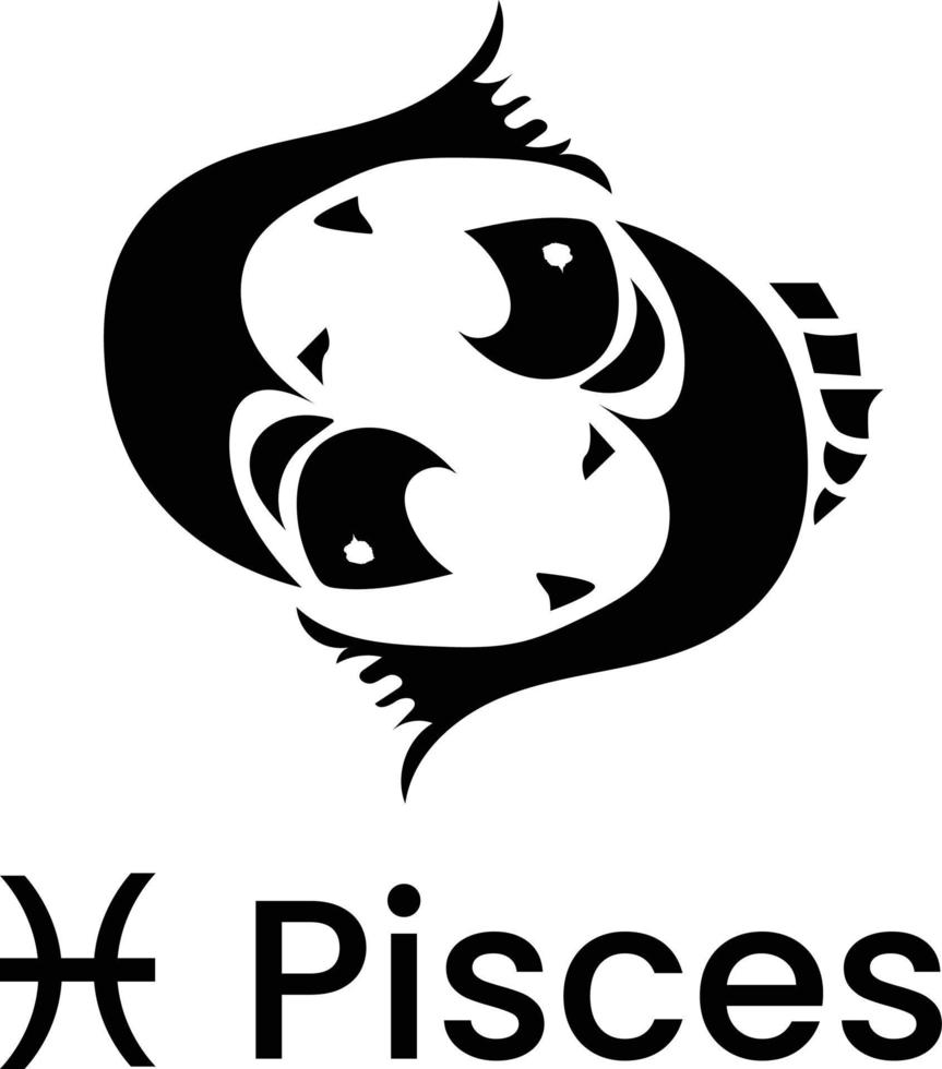 Pisces astrological sign silhouette vector illustration