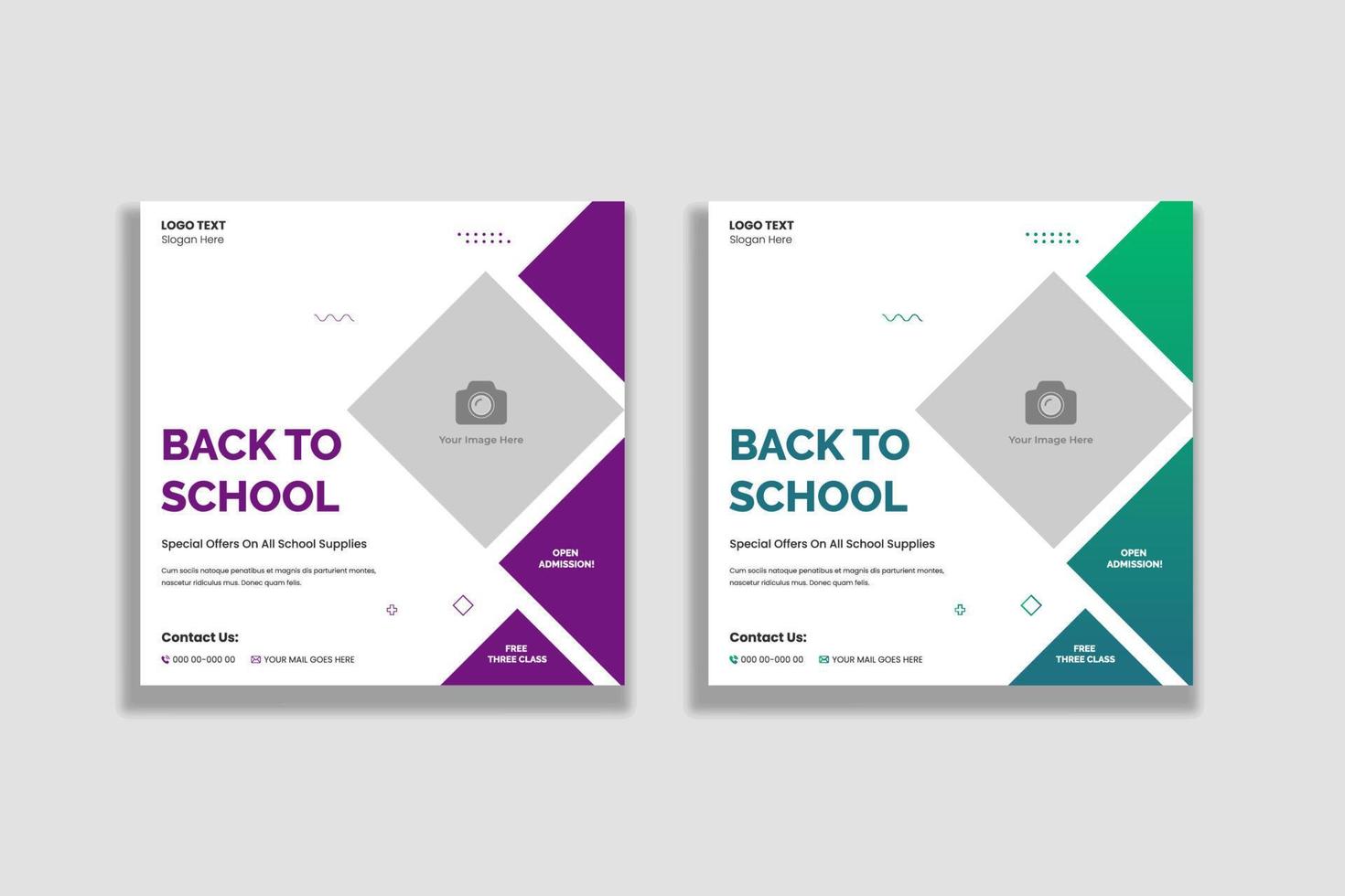 School admission social media and web banner design vector