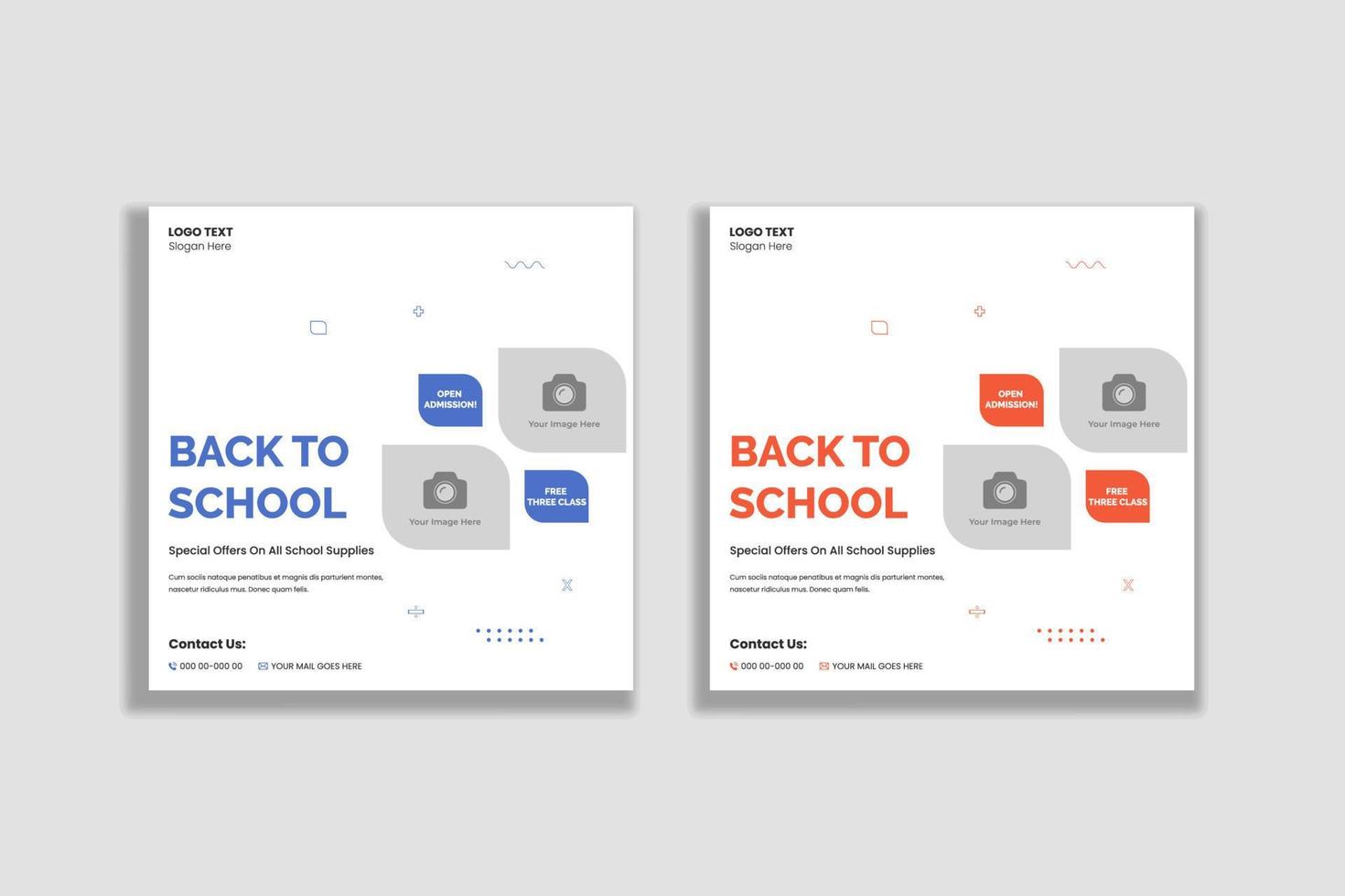 Back to school social media posts and web banner vector