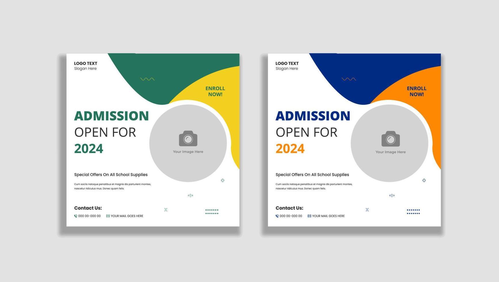 School admission social media posts banner template vector